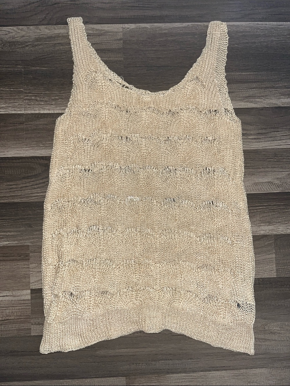 SHEIN Beige Open-Knit Tank Top